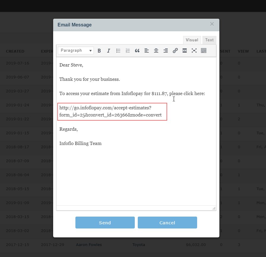 How To Send An Estimate and Include Custom Content InfoFlo Solutions